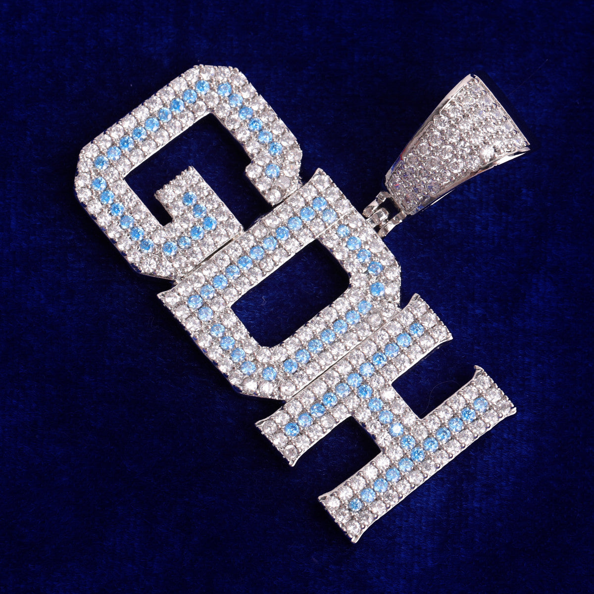 Blue Ice | VVS Diamond CZ 24k Gold Custom Made Hip Hop Name Plate Pendant
