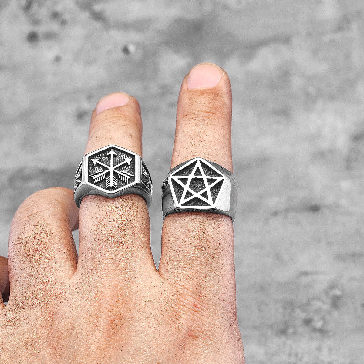 Pentagram | 316L No Fade Stainless Steel Mens Unique Personality Rings