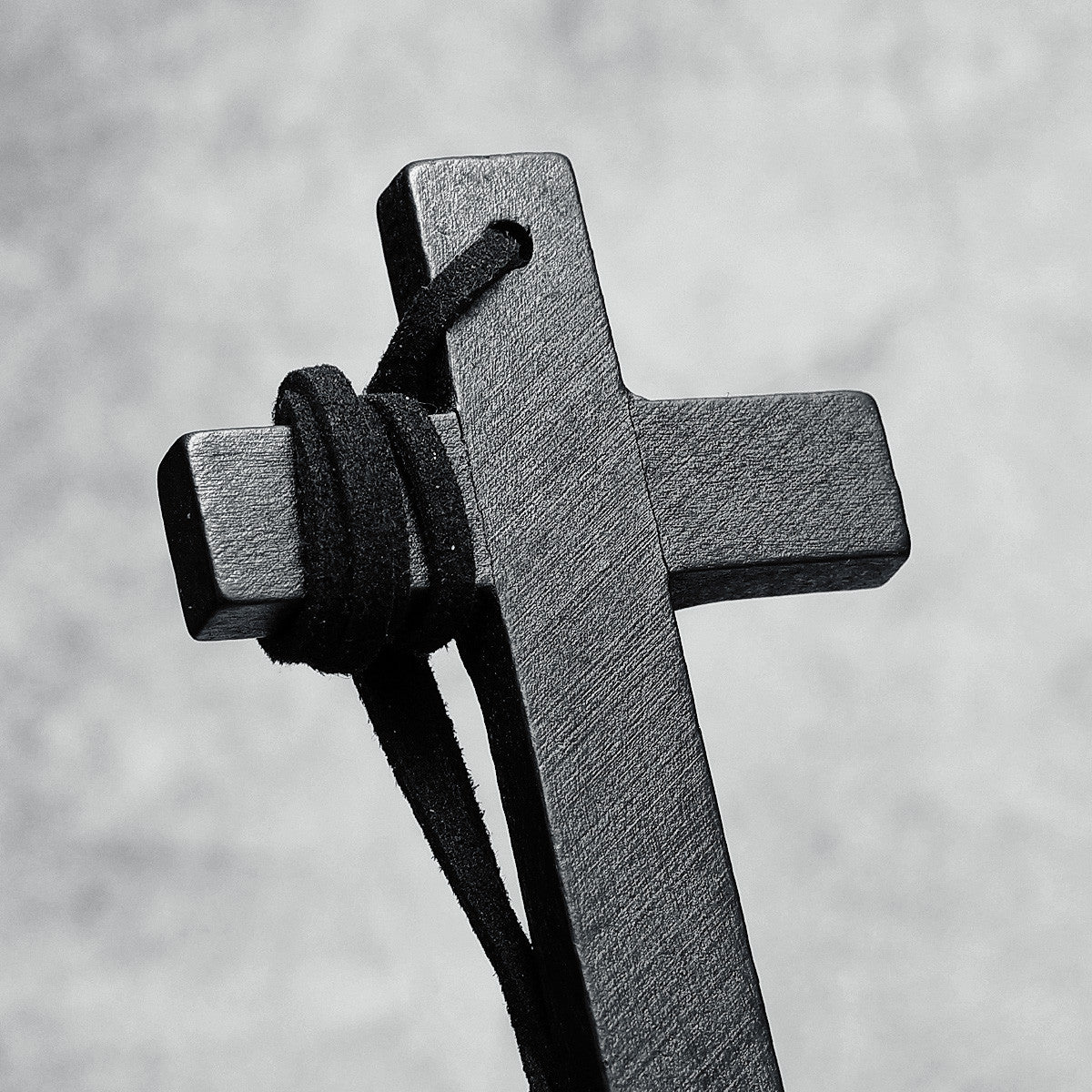 Rugged Cross | Brown Black Vintage Look Wooden Cross Spiritual Belief Pendant