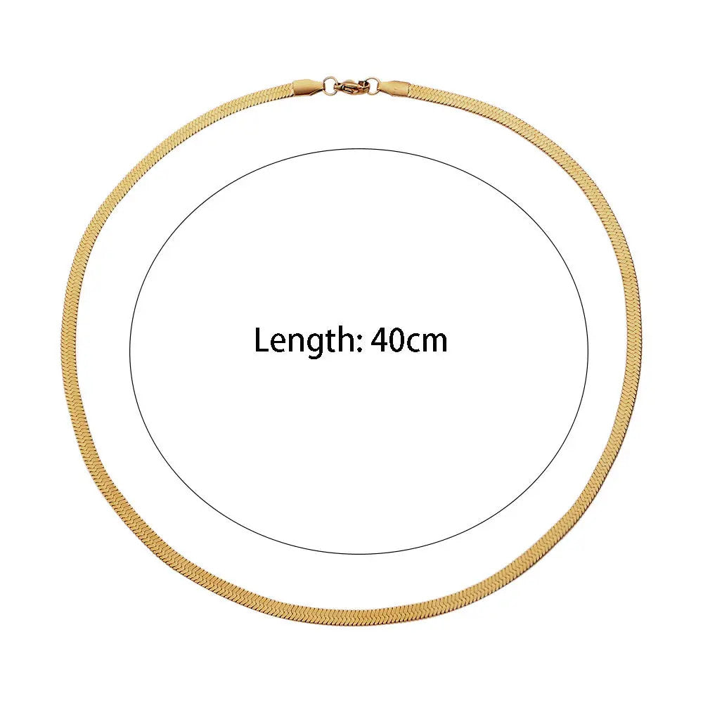 18k Gold Silver Waterproof Stainless Steel Herringbone Hip Hop Chain Necklaces Bracelets