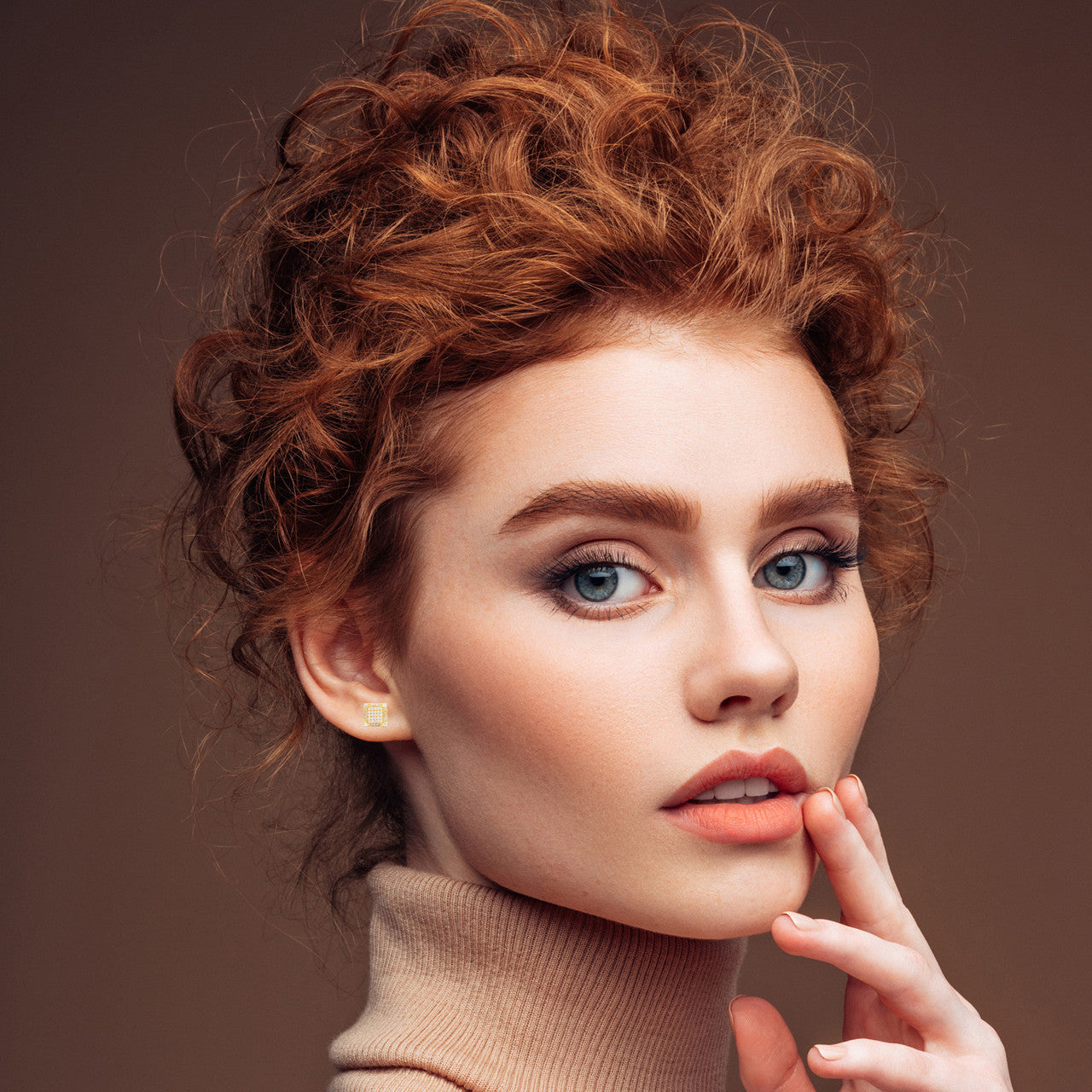 Iced Blinged Out Square 10K Gold Moissanite Diamond Stud Hip Hop Earrings