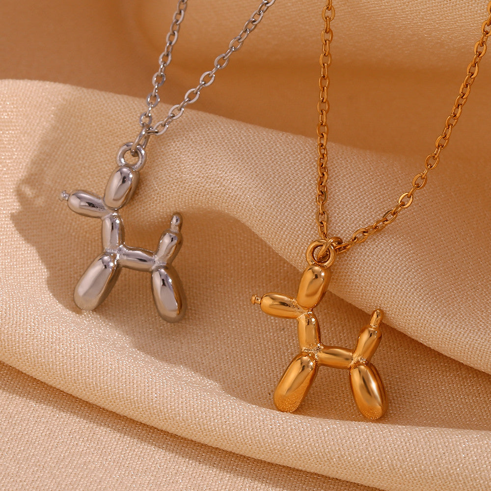 18k Gold No Fade Stainless Steel Cute Pet Poodle Puppy Dog Pendant Chain Necklaces