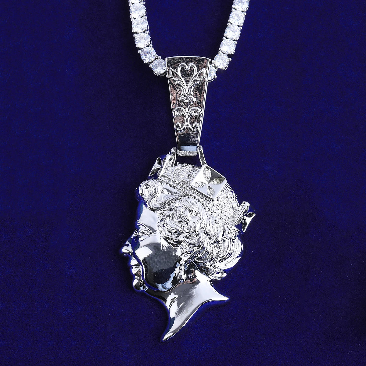 Bling Queen | 24k 925 Silver Rose Gold Overlaid Detailed Queen Hip Hop Pendant