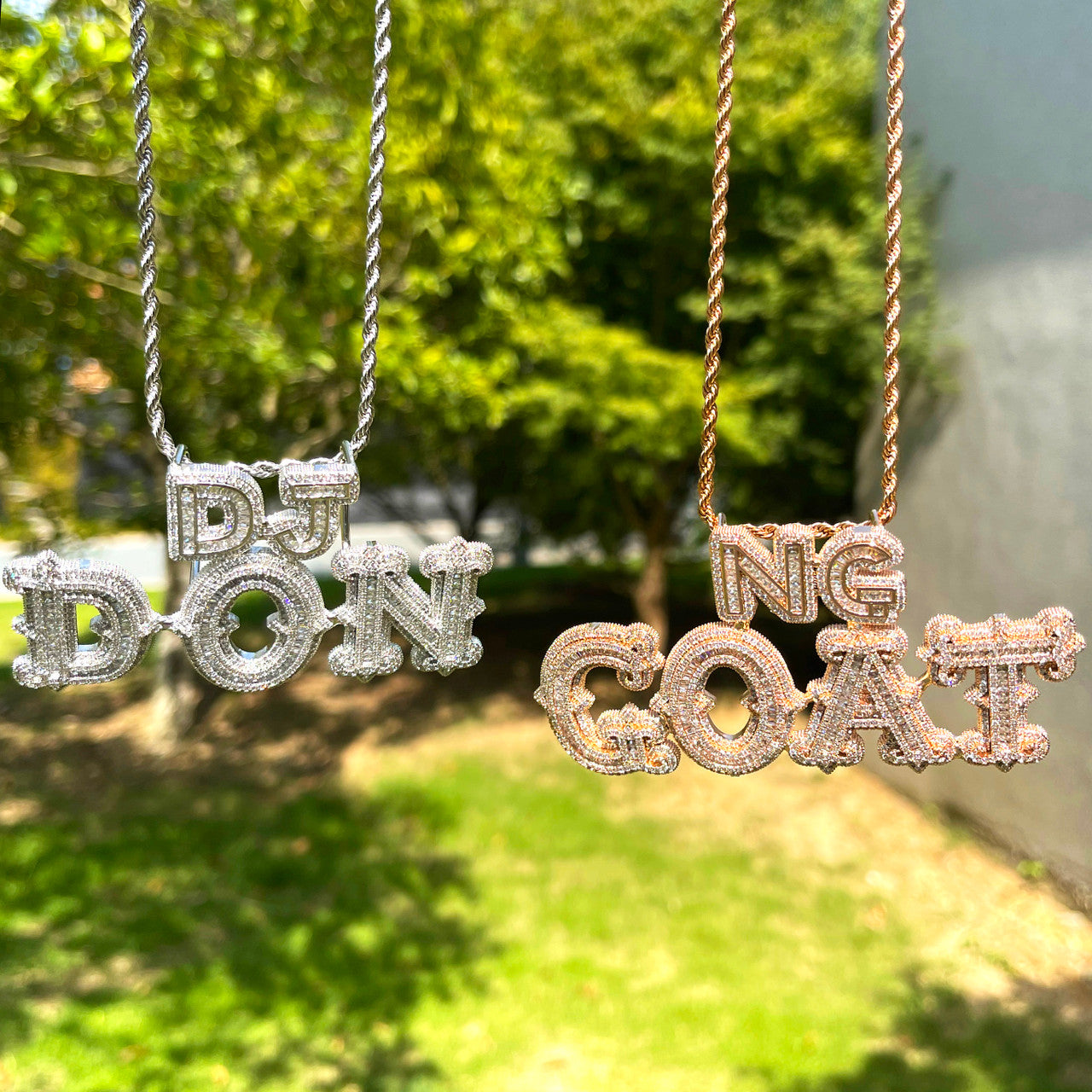 Leveled | VVS Diamond CZ 2 Level Iced Script Letter Blinged Out Nameplate Pendant