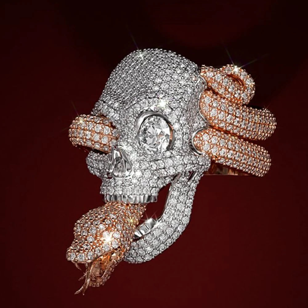 Snake Eye | Moissanite Diamond Customized Skull Snake Luxury 925 Silver Hip Hop Ring