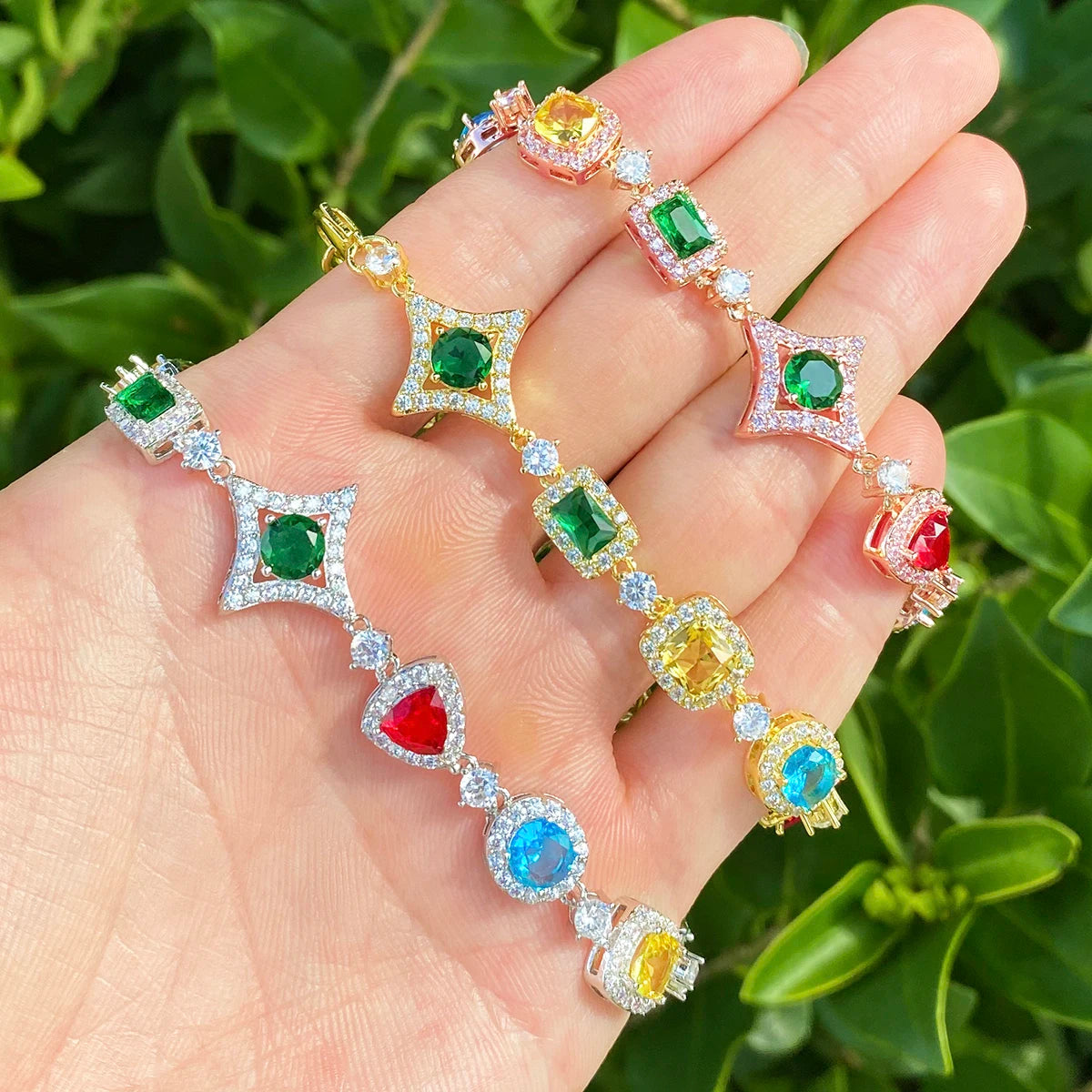 Star Trails ll | VVS Diamond CZ Colorful Gemstone Iced Blinged Out Hip Hop Bracelets