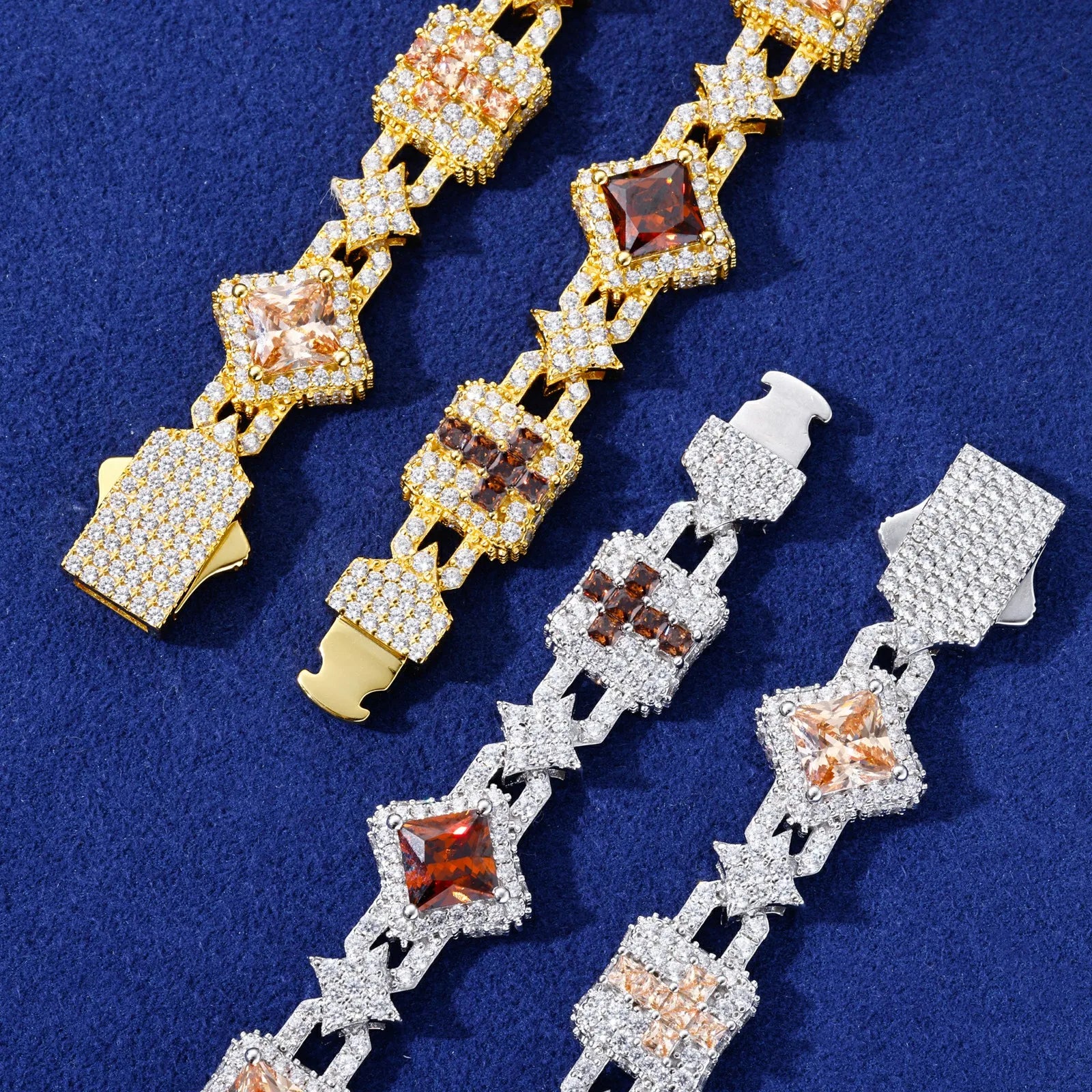 Lucky Charms | VVS Moissanite Diamond 925 Sterling Silver Hip Hop Cross Link Bracelet