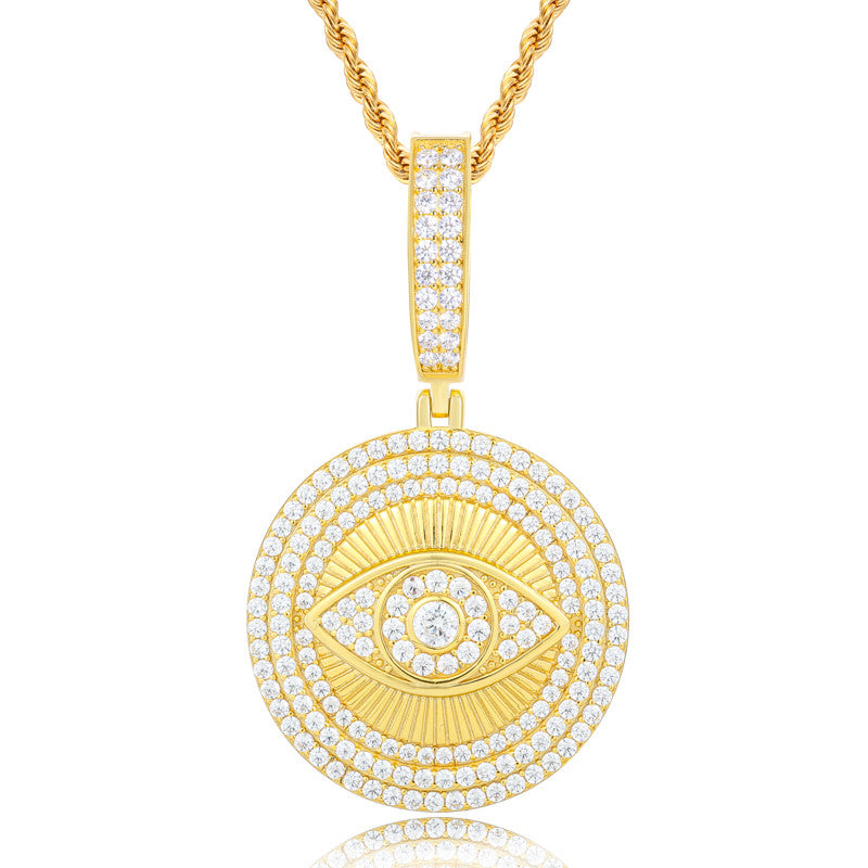 Diamond Devil's Eye | Solid Silver Moissanite All Seeing Eye Hip Hop Pendant