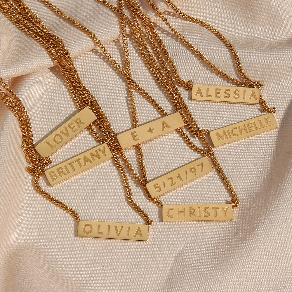 Ladies 18k Gold Stainless Steel Waterproof Personalized Custom Name Necklace