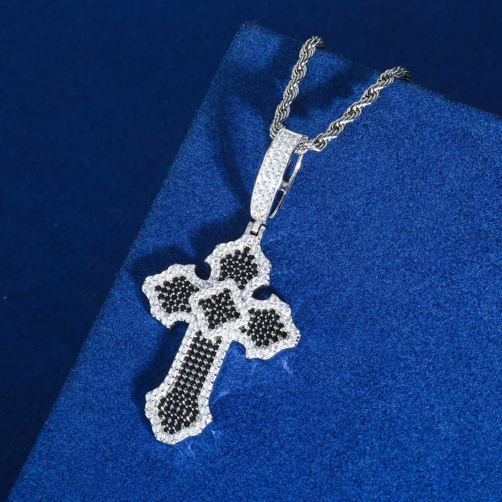 Cross Of Peace | Moissanite Diamond Solid Sterling Silver Black VVS Hip Hop Cross Pendant