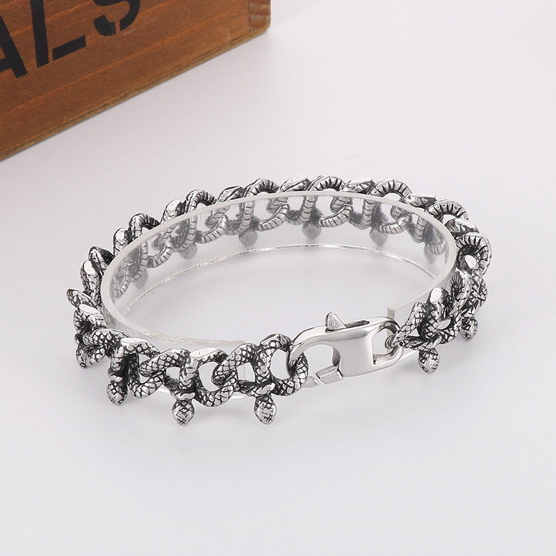 Serpentsteel | No Fade Stainless Steel Coiled Snake Link Street Wear Bracelets