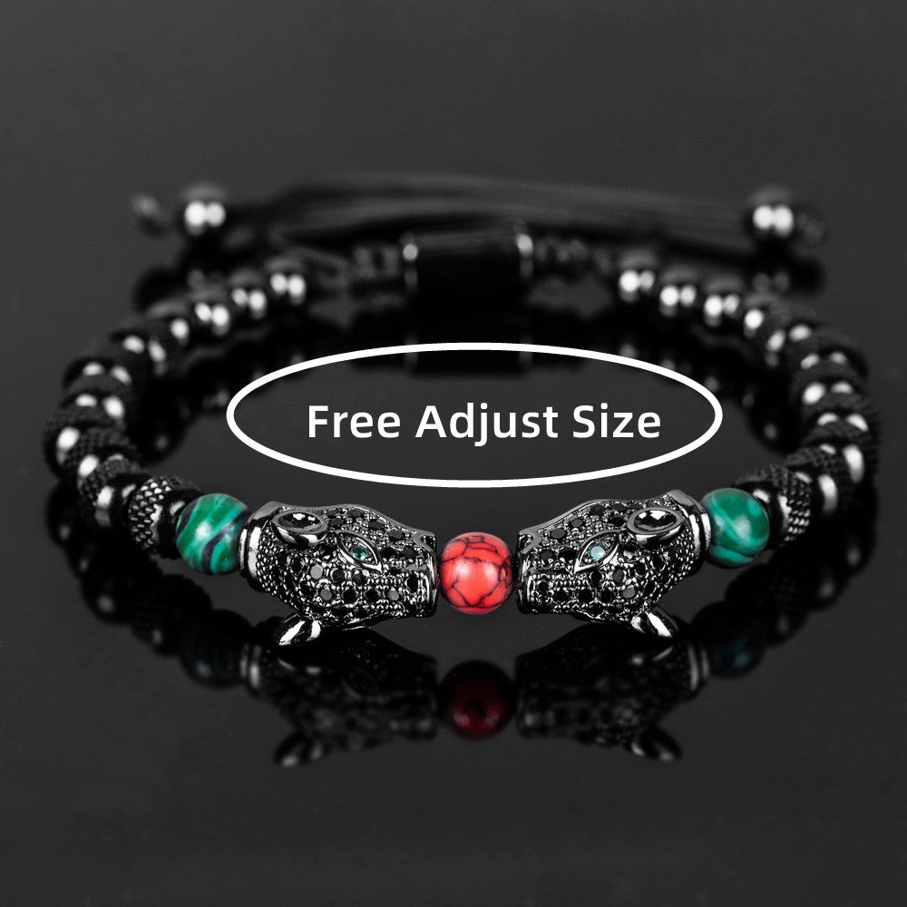 Leopard Spirit | Simulate Diamond Stainless Steel Double Leopard Head Bracelet