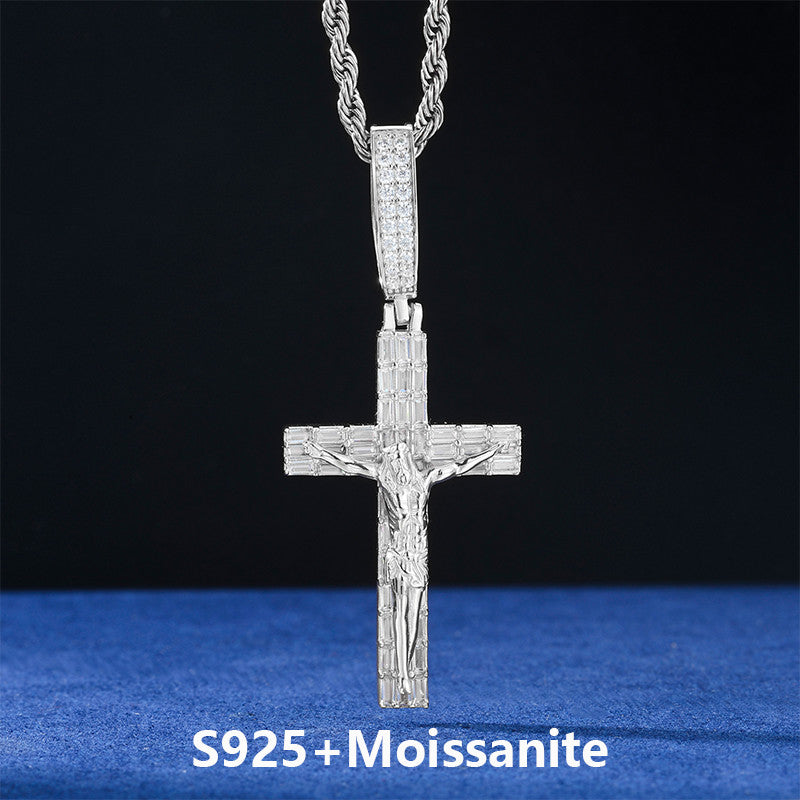 Luxury Cross | DVVS Baguette Moissanite Diamond Sterling Silver Hip Hop Jesus Piece