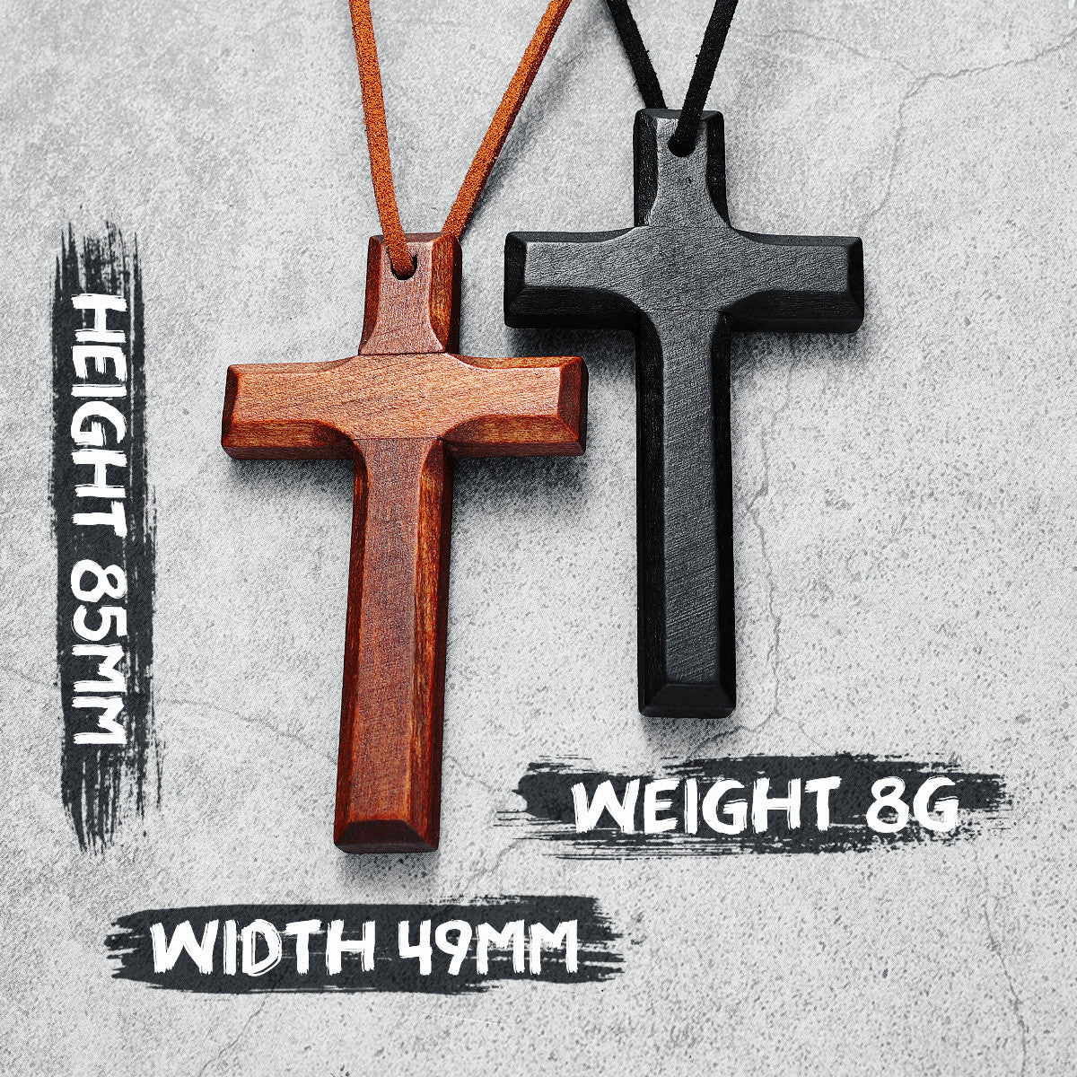 Rugged Cross | Brown Black Vintage Look Wooden Cross Spiritual Belief Pendant