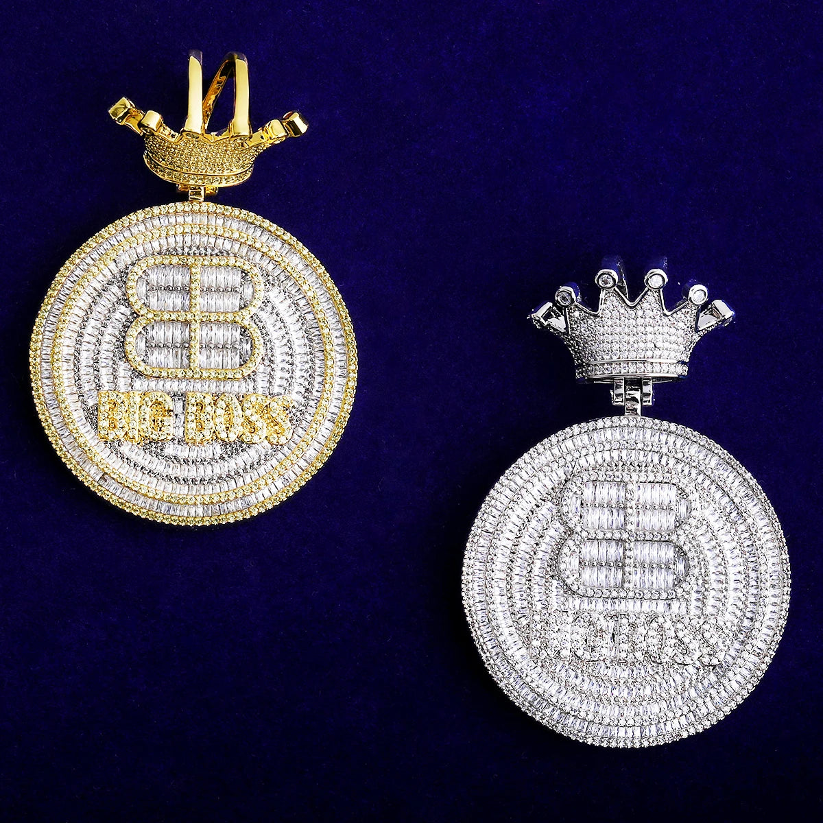 Big B's | VVS Diamond CZ Two Tone Iced Blinged Out Big Boss Hip Hop Pendant