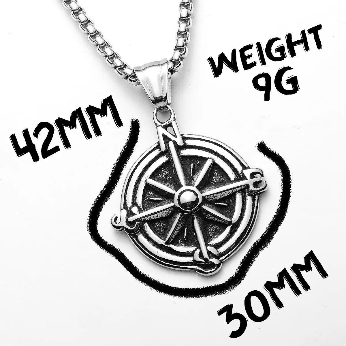 Compass | 316L Solid Stainless Steel Nautical Sailor Compass Street Stylish Pendant