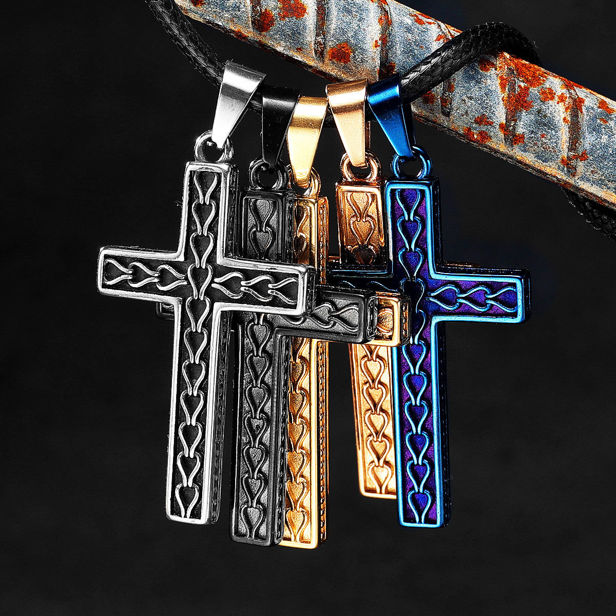 Link Cross | 316L No Fade Muticolor Stainless Steel Hip Hop Street Wear Cross Pendant
