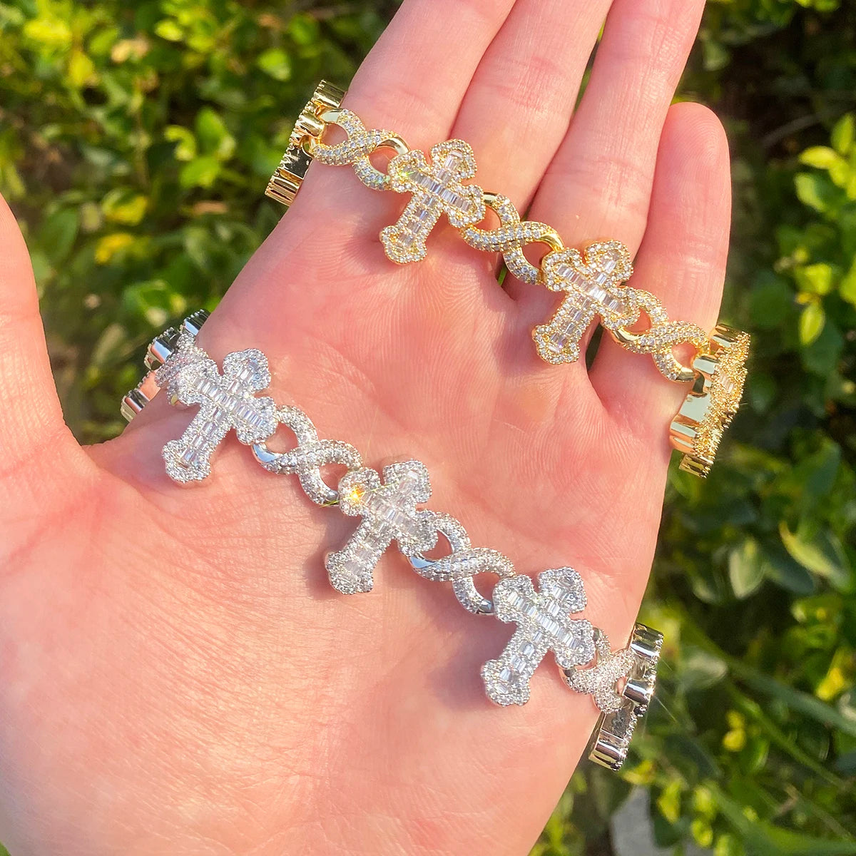 Infinity Passion II | VVS Diamond CZ 5AA+ Baguette Stone Cross Chain Bracelet