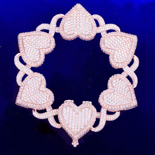 Infinity Love Bracelet | Iced Prong Set Heart Infinite Link Bracelet