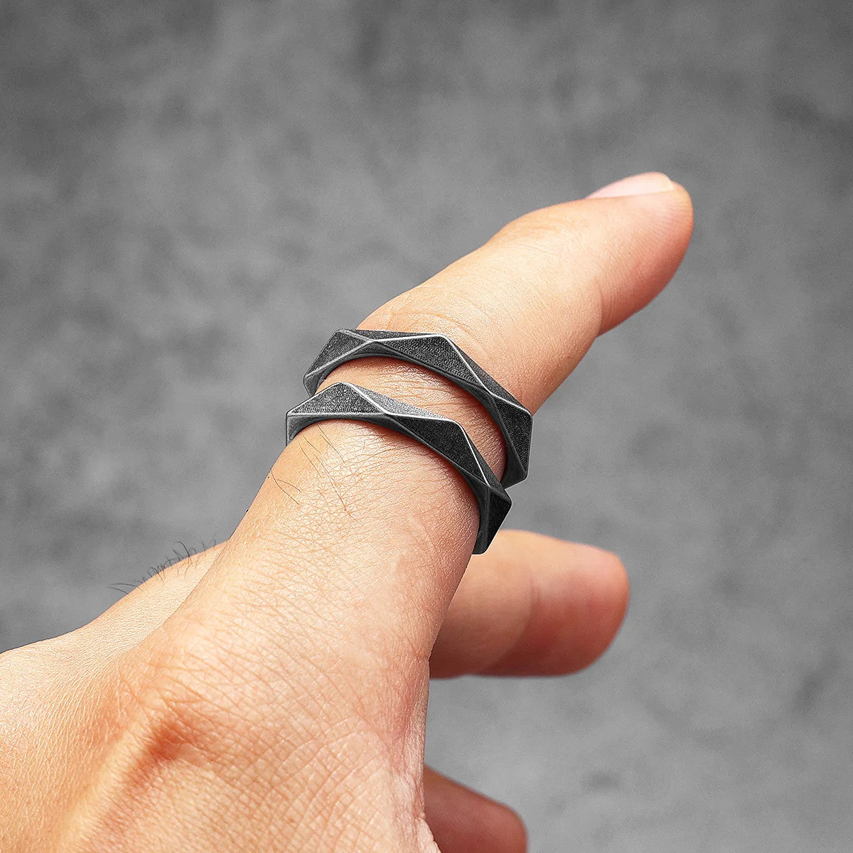 Rhombic | 316L No Fade Stainless Steel Geometric Cut Men's Designer Ring