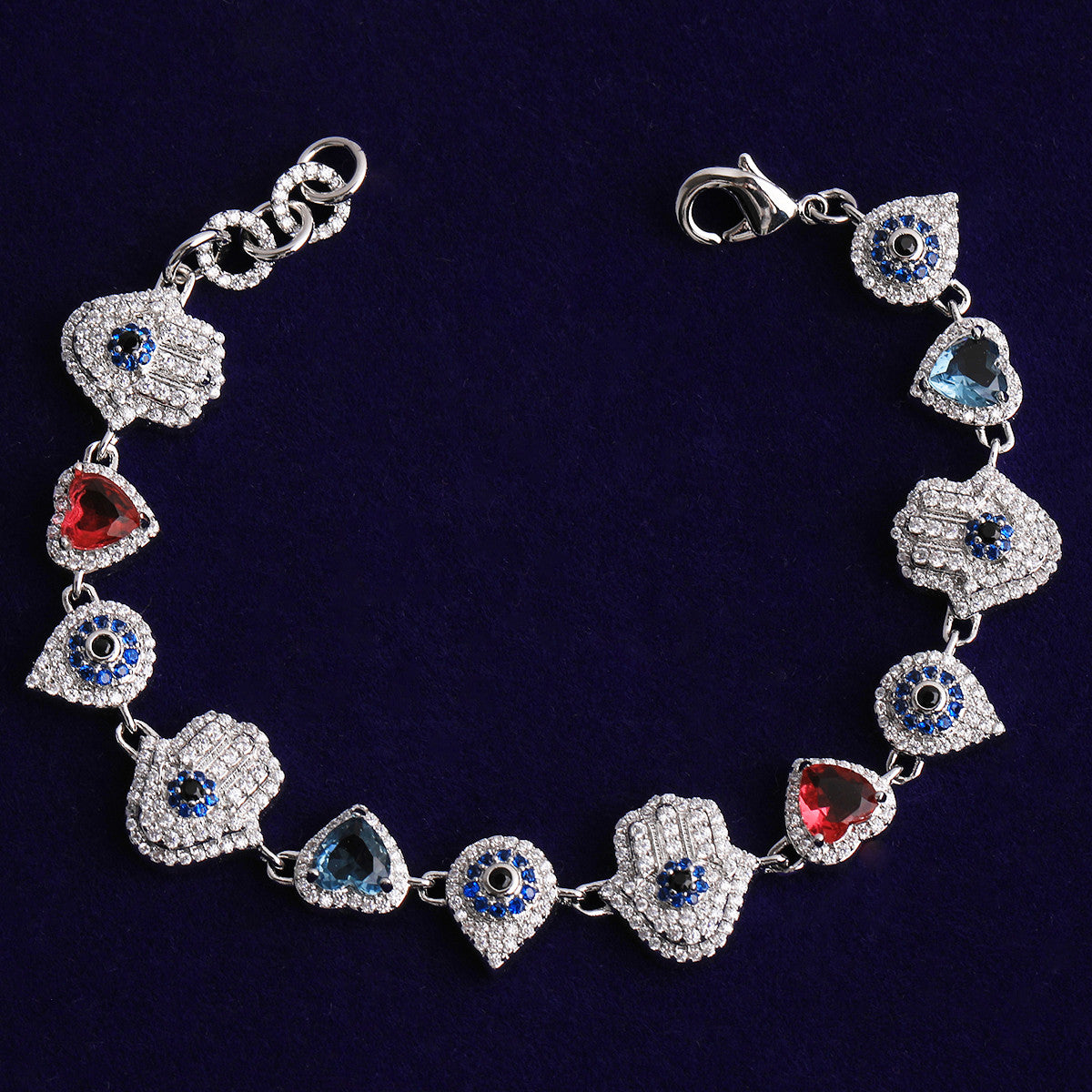 Protect Your Love | 24k Rose Gold 925 Silver VVS Diamond CZ Hamsa Hand Hip Hop Bracelet