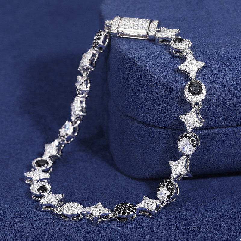 The Dreamer | Luxury 925 Sterling Silver Moissanite Diamond Star Moon Hip Hop Tennis Bracelet