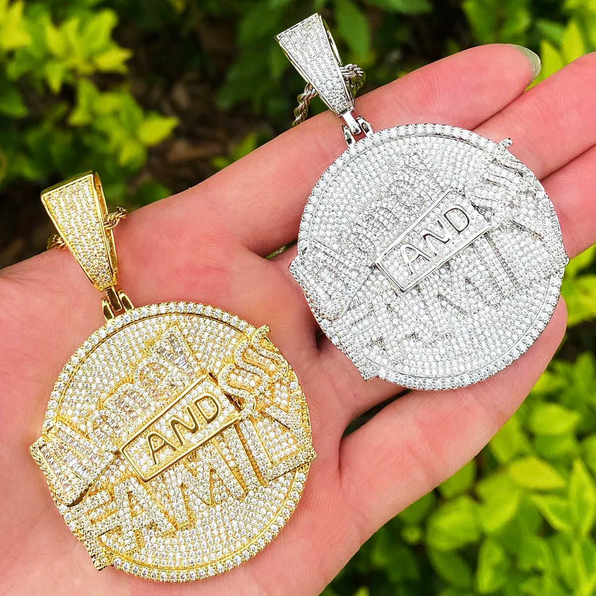 MONEY AND FAMILY | 5AA+ Flooded Ice VVS Diamond CZ Hip Hop Pendant