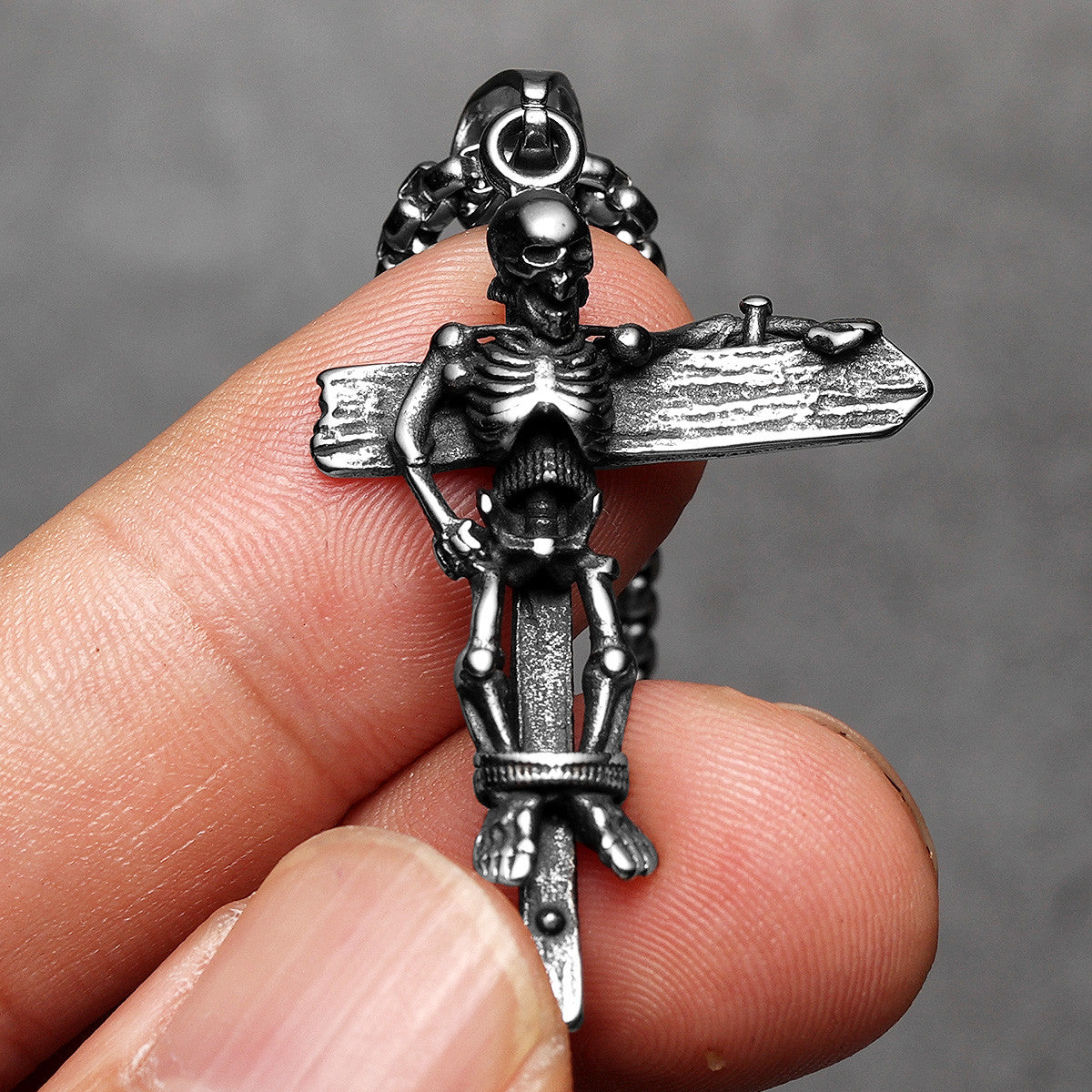 Skull Cross | 316L No Fade Stainless Steel Broken Cross Skeleton Hip Hop Street Wear Pendant