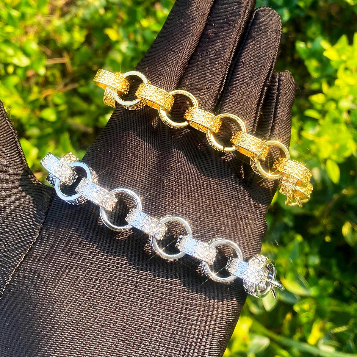 Filigree Bracelet II | 15mm Rolo Link 24k Gold 925 Silver Belcher Clasp Hip Hop Bracelet