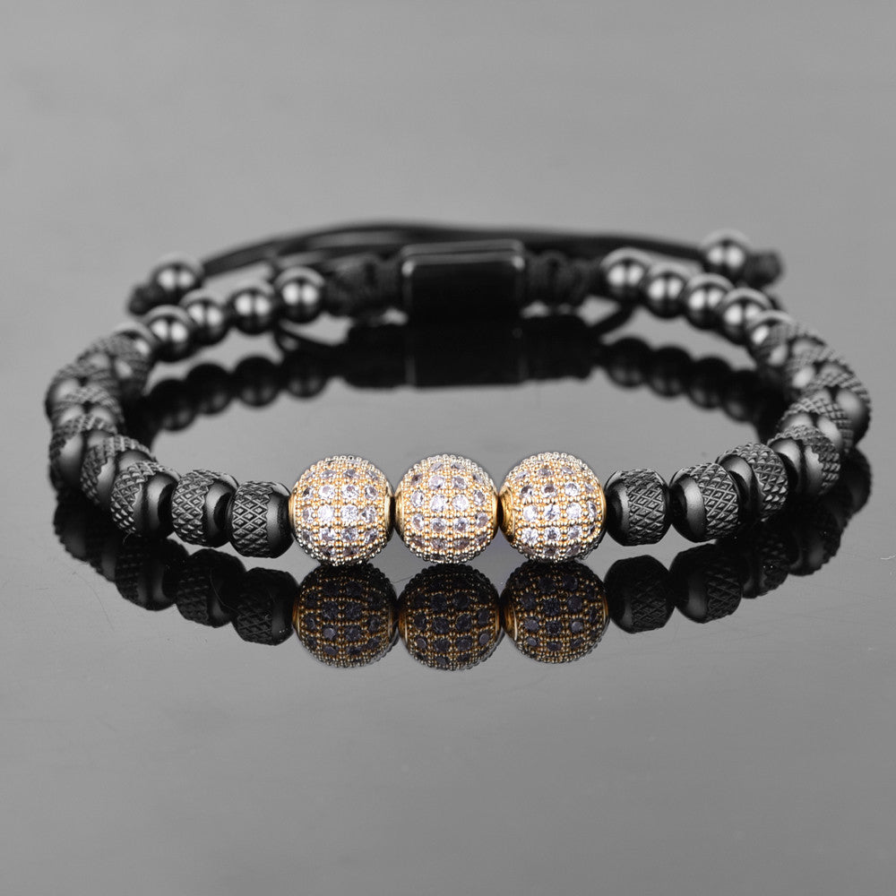 Heritage Bracelet | 3 Bead Micro Pave Stainless Steel Luxury Bracelets