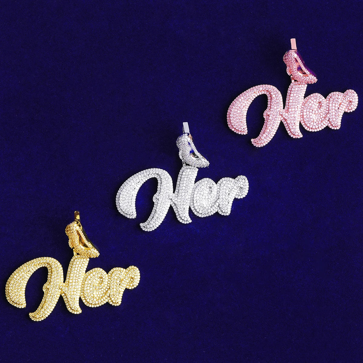 Her | VVS Diamond CZ Glass Slipper Iced Blinged Out Pendant Chain Necklace