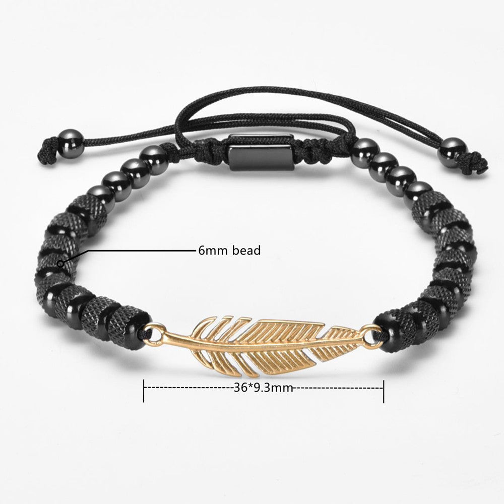 Royal Wisdom | 316L Stainless Steel Bead Link Eagles Feather Bracelet