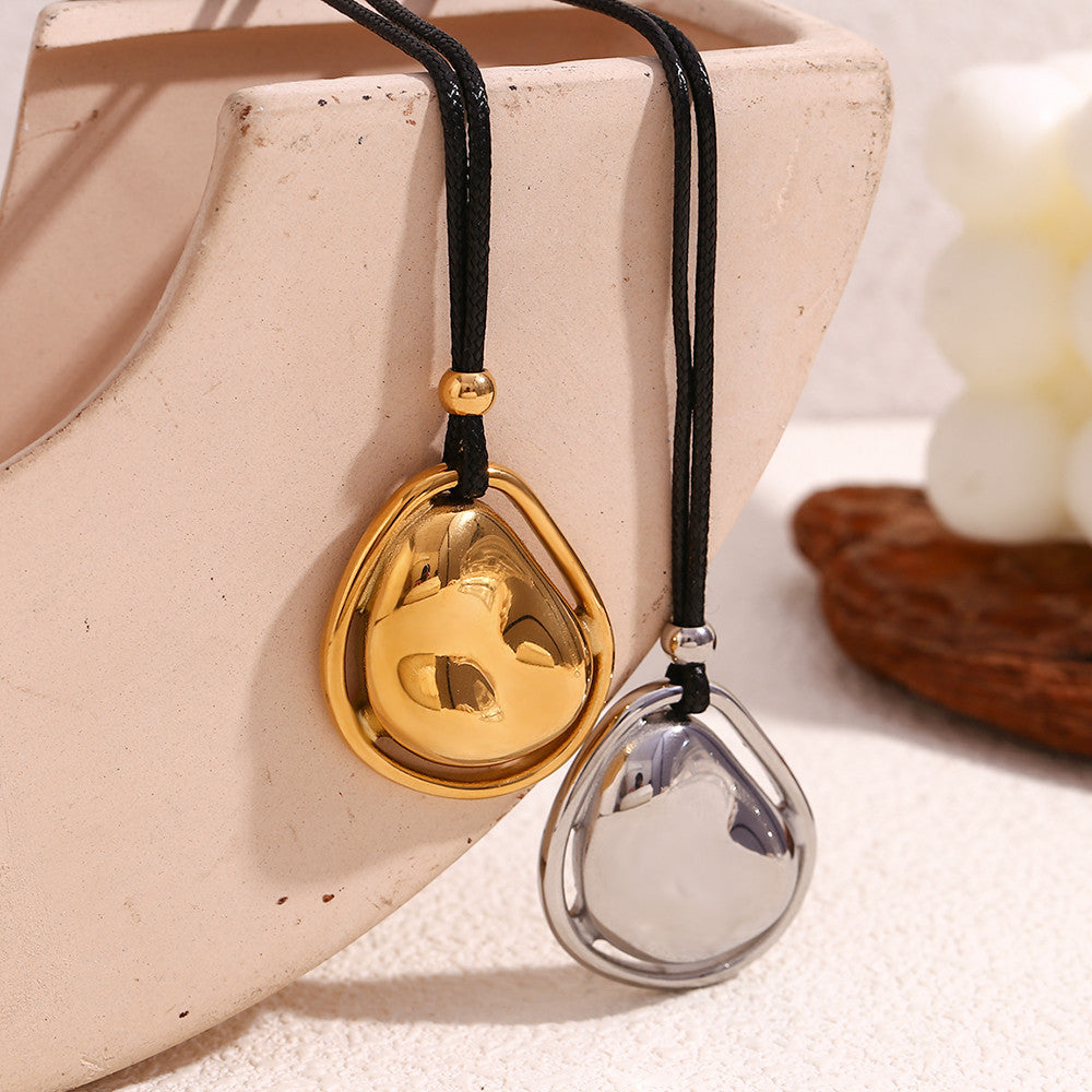 18k Gold Silver Stainless Steel Double Layered Meteorite Stone Pendant Necklace