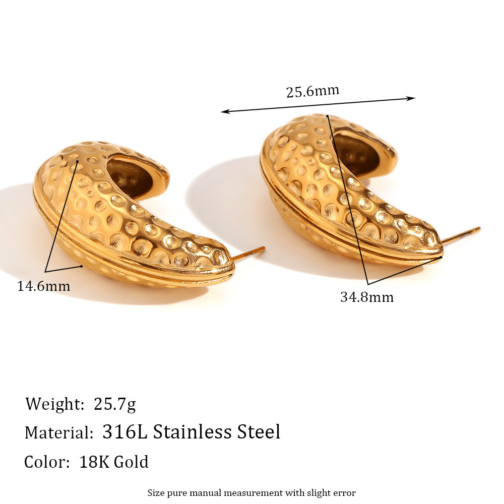 Women's Half Set Three Flower Pearl 18k Gold Stainless Steel Large Bead Earrings