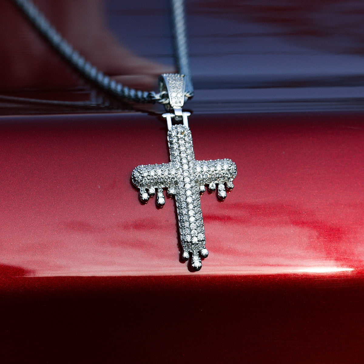 Mens Ice 24k Yellow 14k White Gold Hip Hop Drippy Cross Pendants