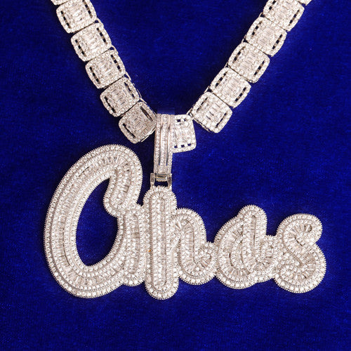 Iced Blinged Out Baguette Personalize Custom Initial Letter Hip Hop Chain Pendants