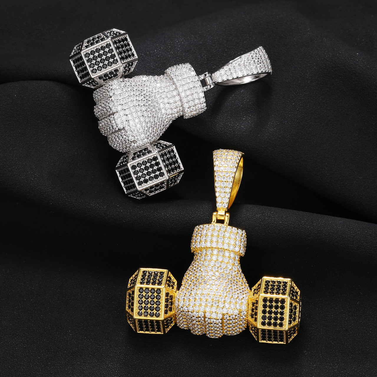 Do You Even Lift Solid Sterling Silver Dumbbell Genuine VVS Diamond Pendant Chain