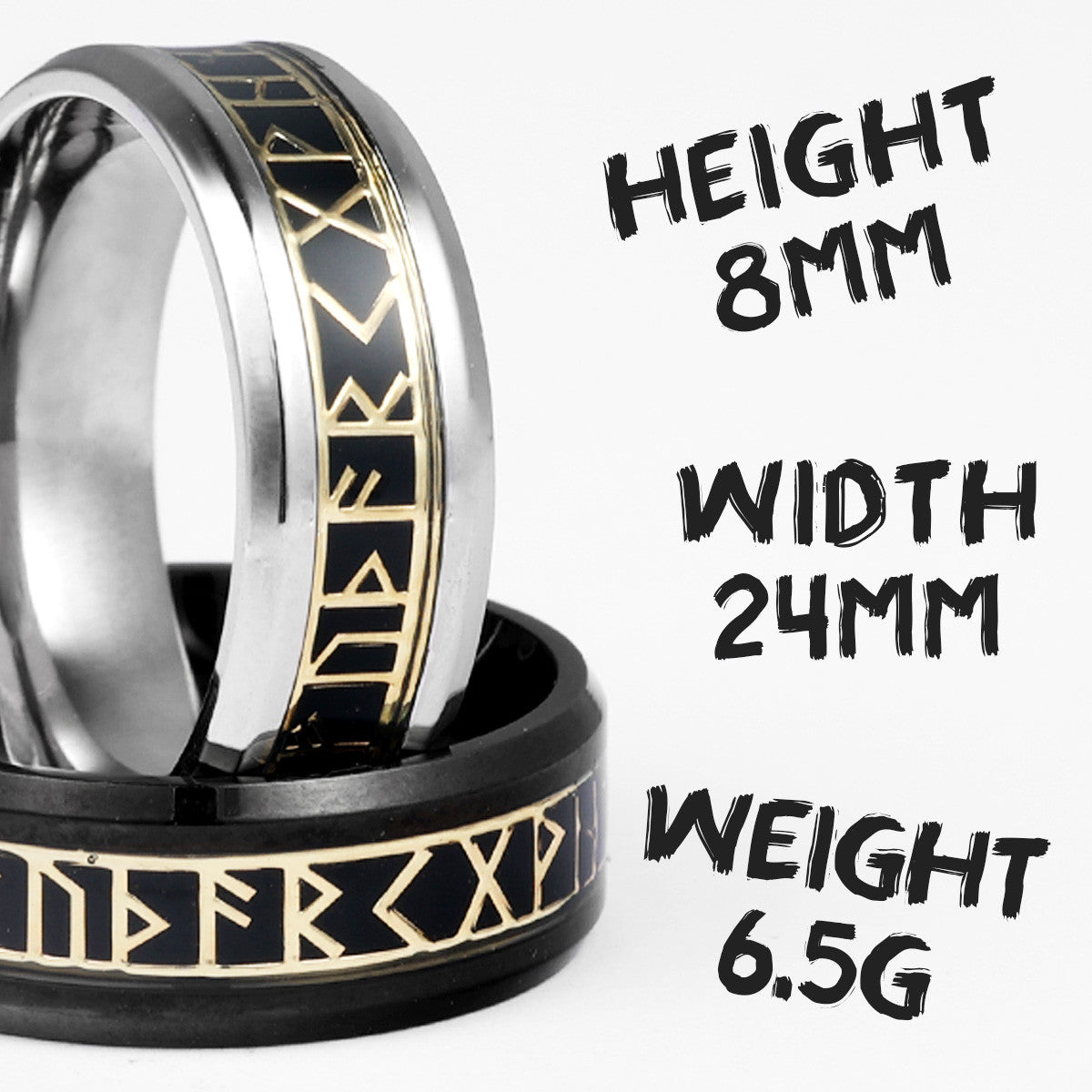 Alphabet | Simple Nordic Viking Runes Stainless Steel Unique Personality Men's Rings