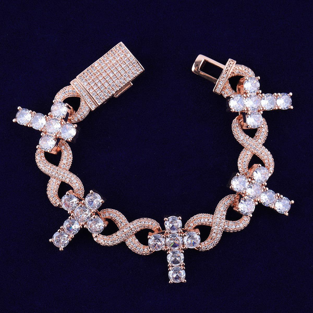 The Infinite Cross | Iced Blinged Out Infinity Link VVS Diamond CZ Bracelet