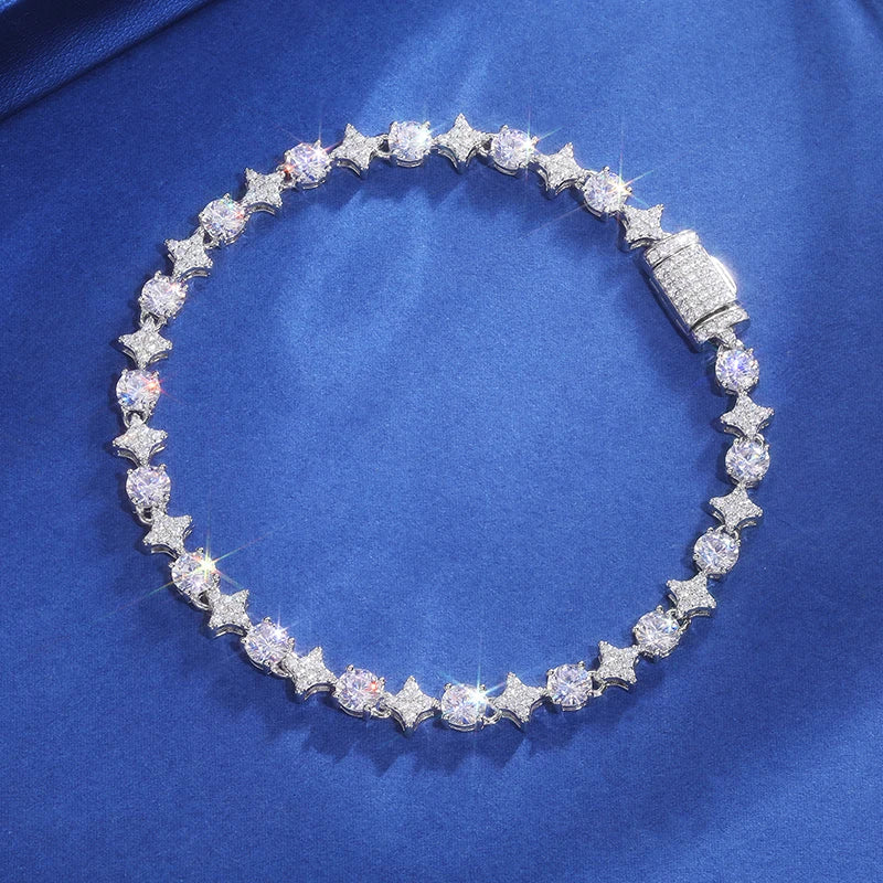 Stars Shine | 8mm Iced Blinged Out VVS Moissanite Diamond 925 Tennis Bracelet