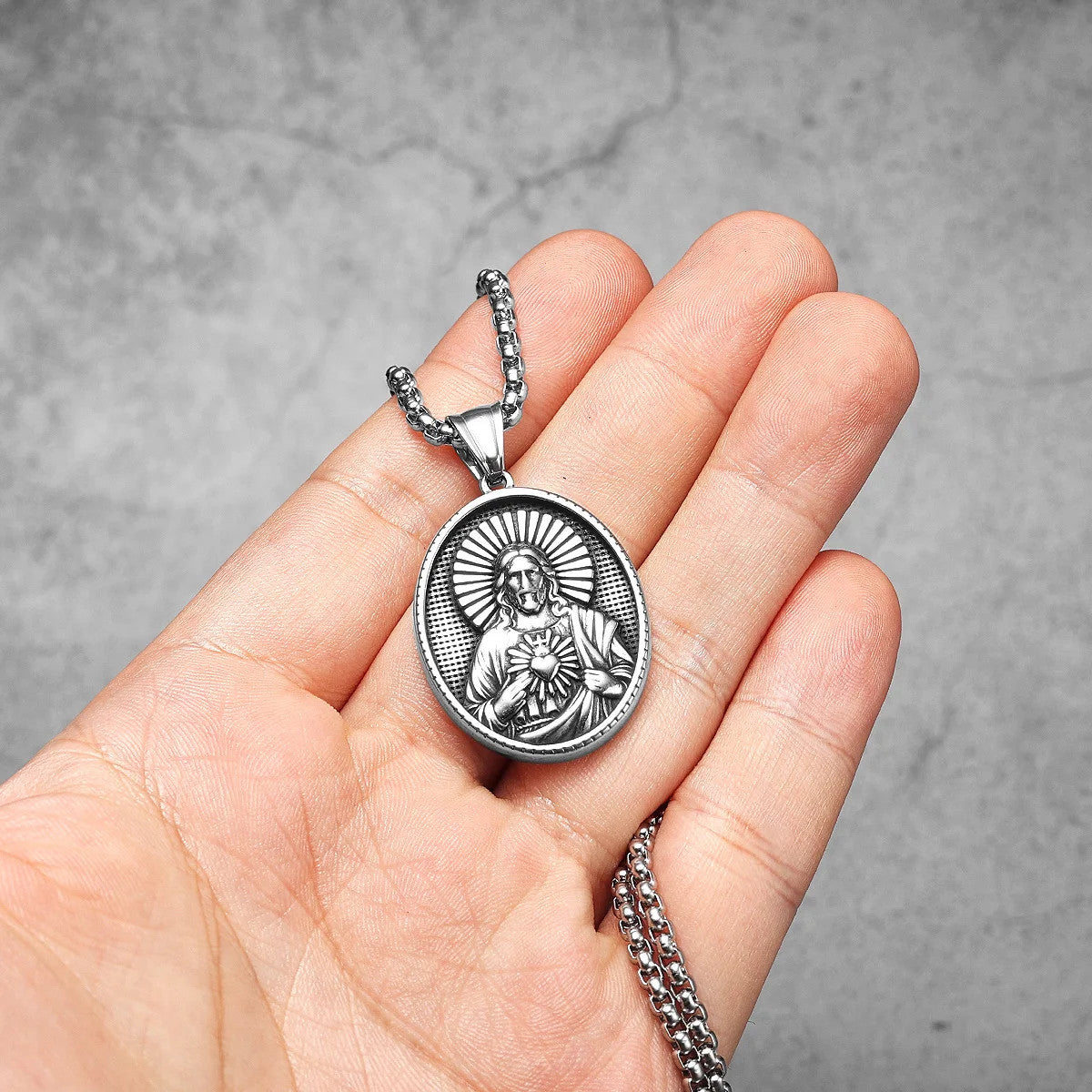 The Christ Collection | Christian Jesus Heart Solid Stainless Steel Spiritual Pendants
