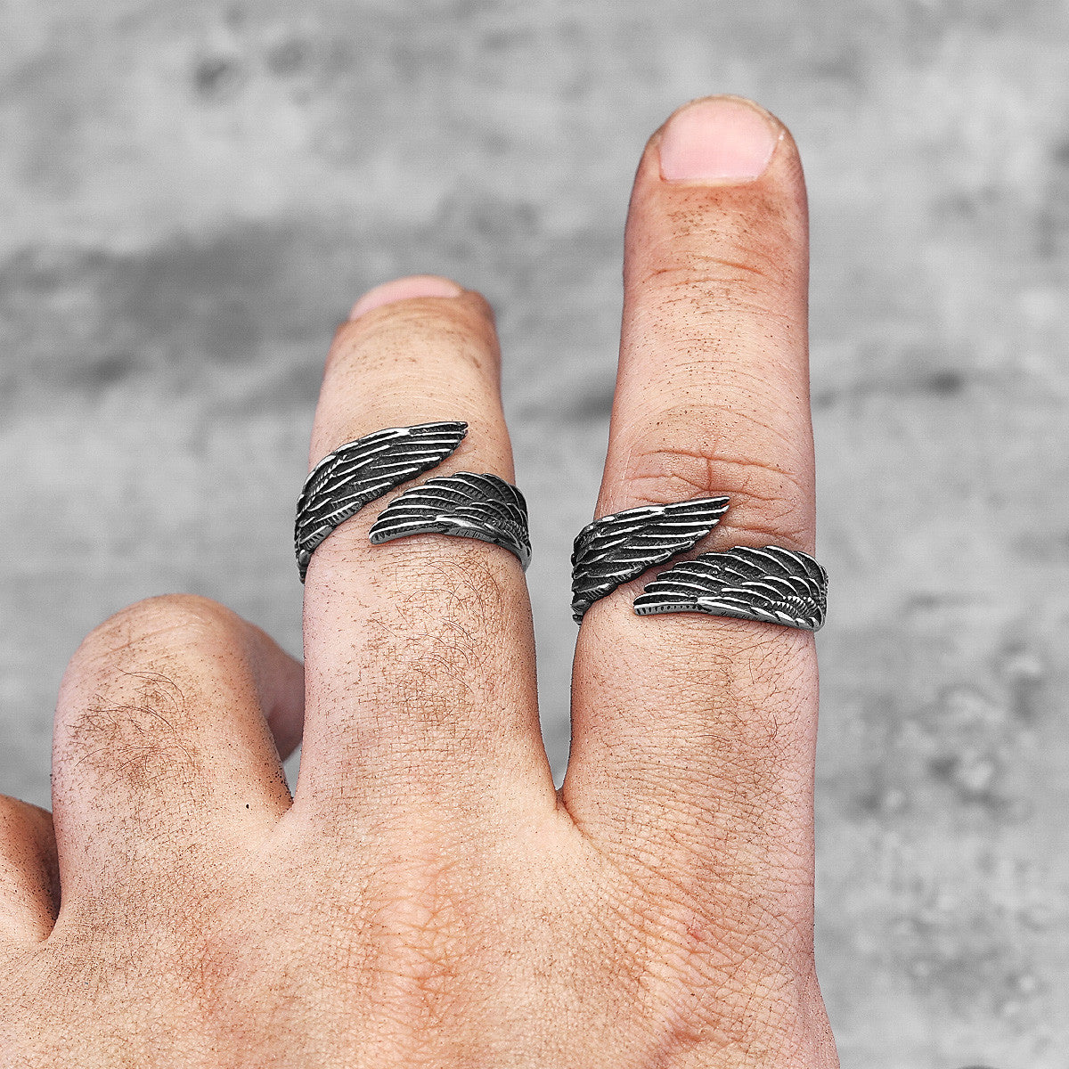 316L No Fade Stainless Steel Street Wear Casual Angel Wings Rings