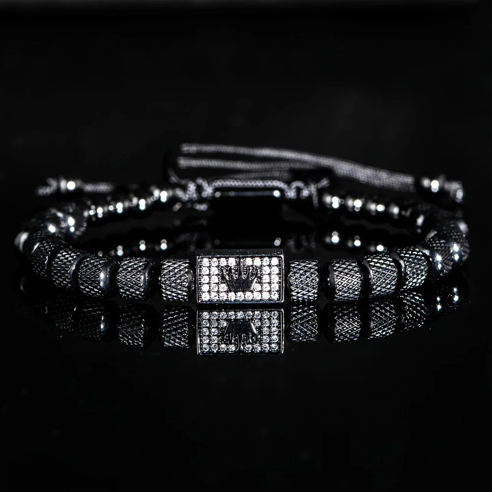 Throne | VVS Diamond CZ Micro-Set Luxury Stainless Steel 18k Gold Bead Bracelet