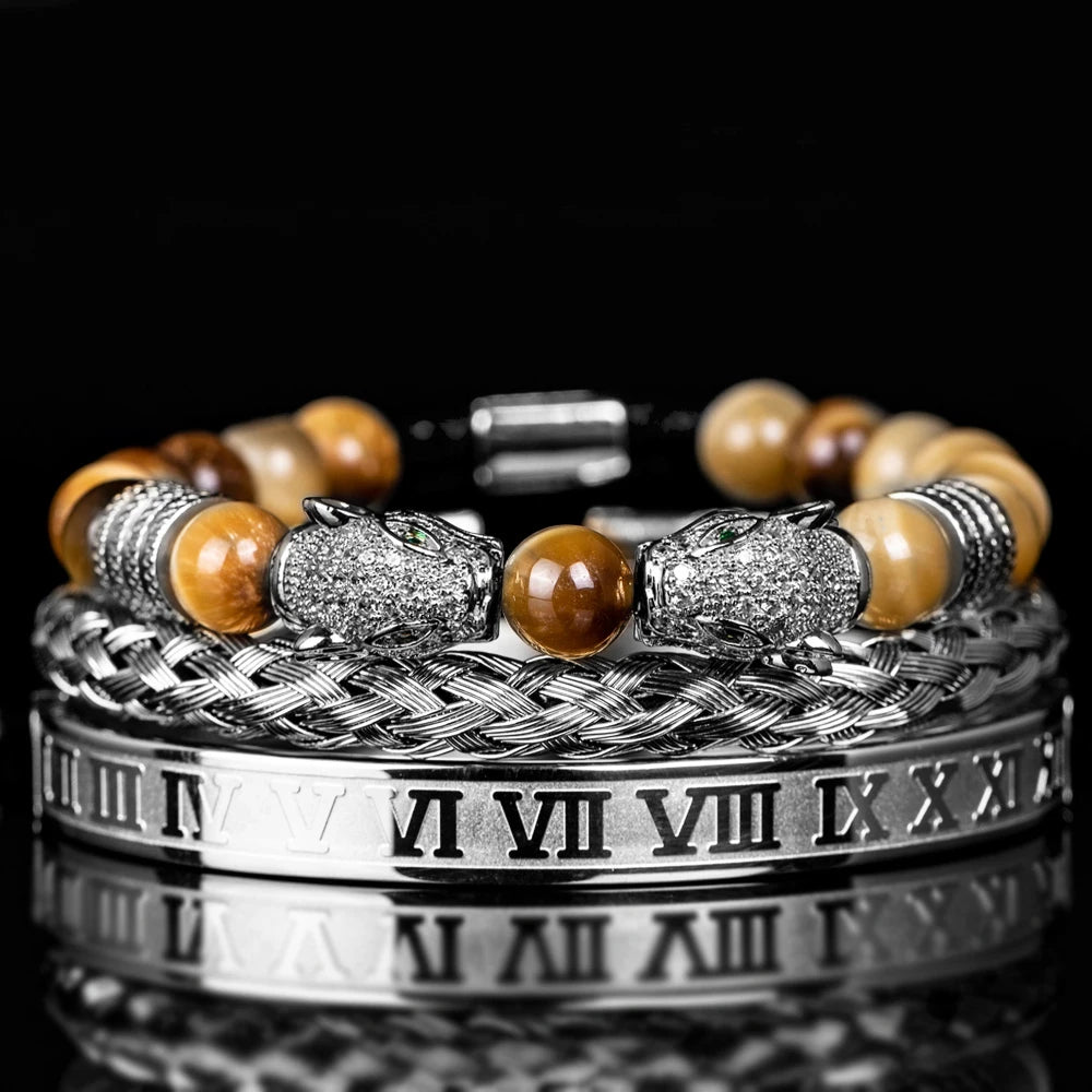 Double Leopard | Natural Stone VVS Diamond CZ Sigma Male Hip Hop Bracelets