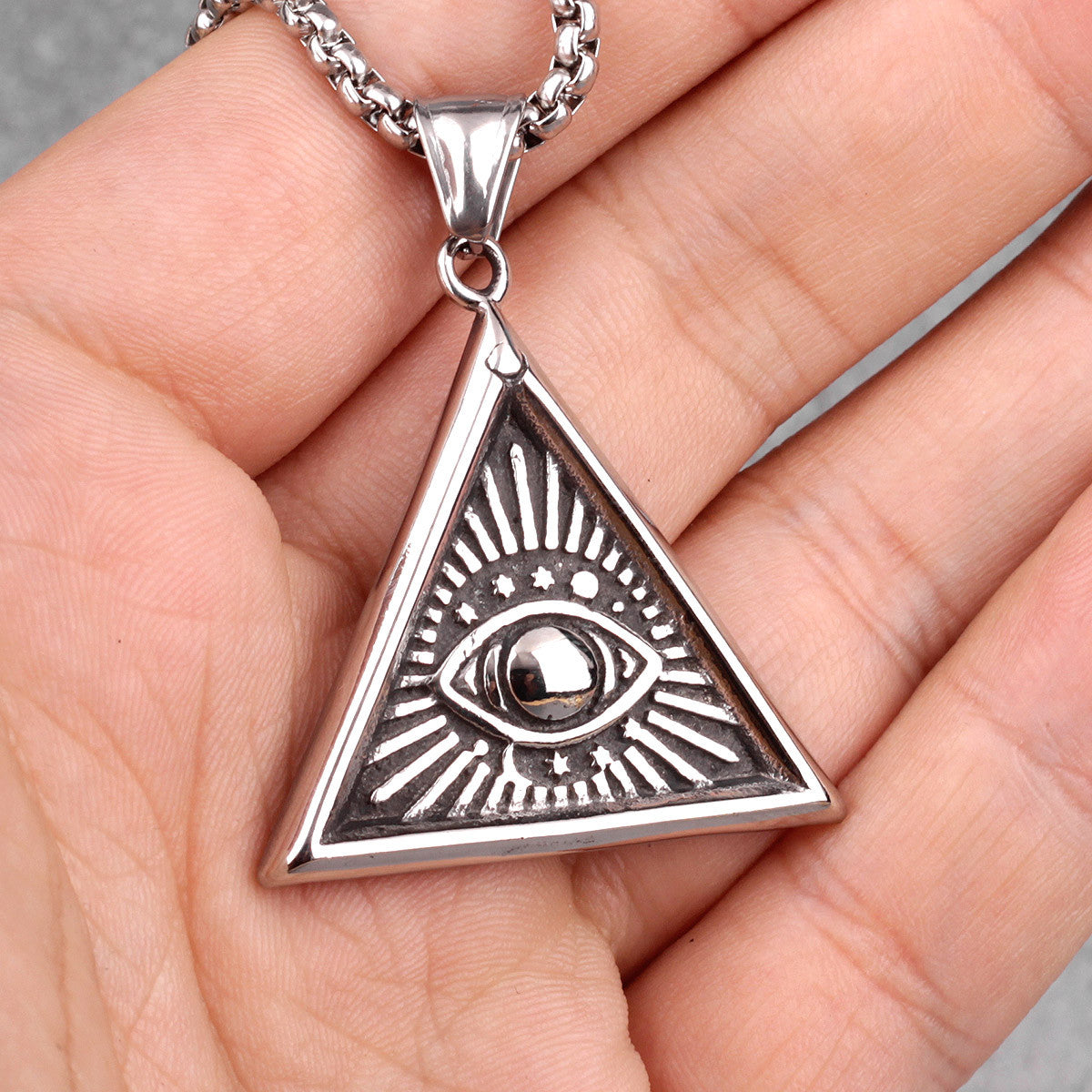 Eye of God | No Fade Solid Stainless Steel Hip Hop All Seeing Eye Triangle Pendant
