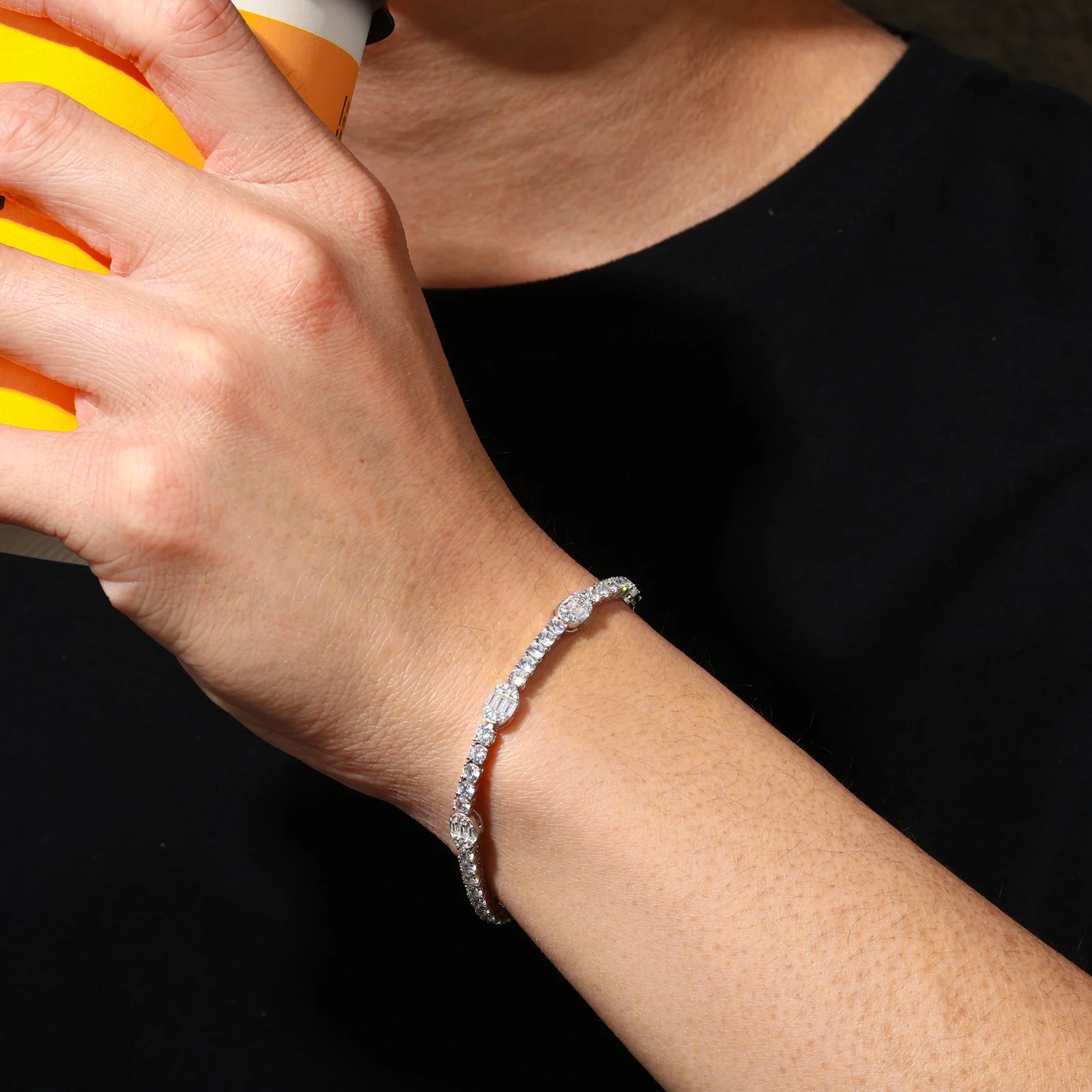 3MM Moissanite Diamond Luxury Iced Blinged Out 925 Sterling Silver Tennis Bracelet