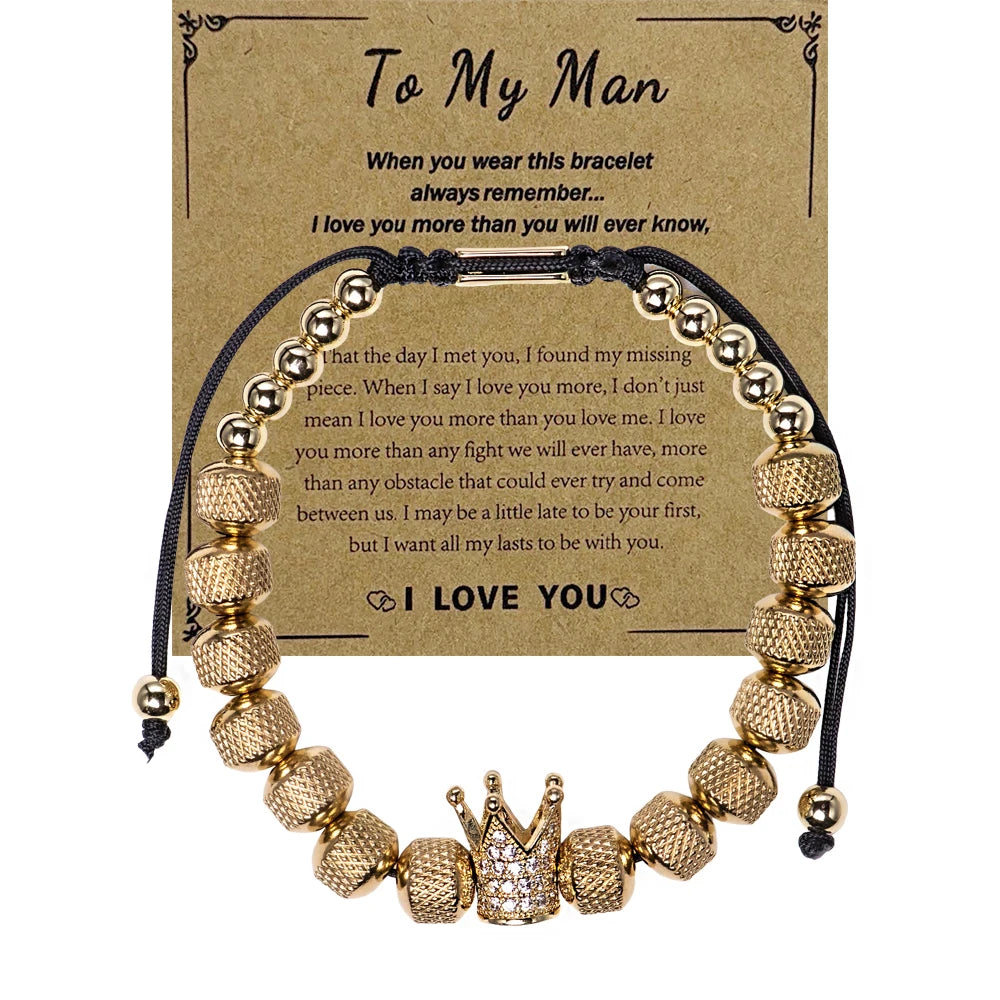 Blessings | VVS Diamond CZ 8MM Kings Crown Iced Blessings Gift Card Message Bracelet