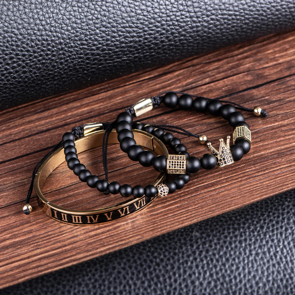 The Untouchable | VVS Diamond CZ Crown Luxury 3 Piece Hip Hop Bracelet Set