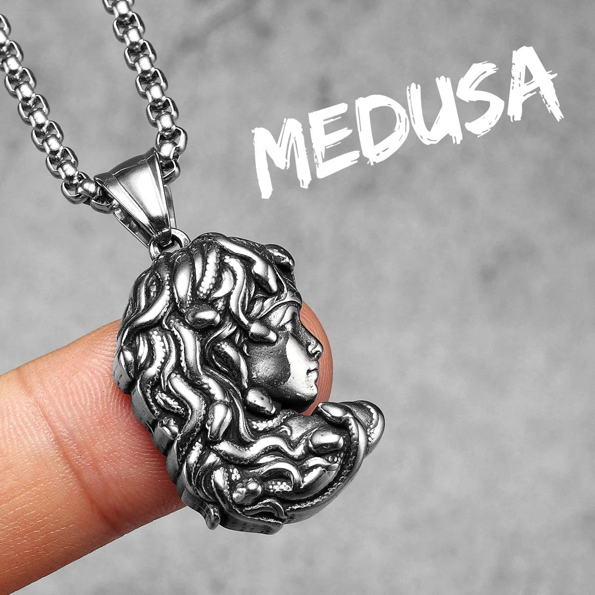 Medusa | Solid Stainless Steel Greek Mythology Snake Hair Gorgon Amulet Pendant