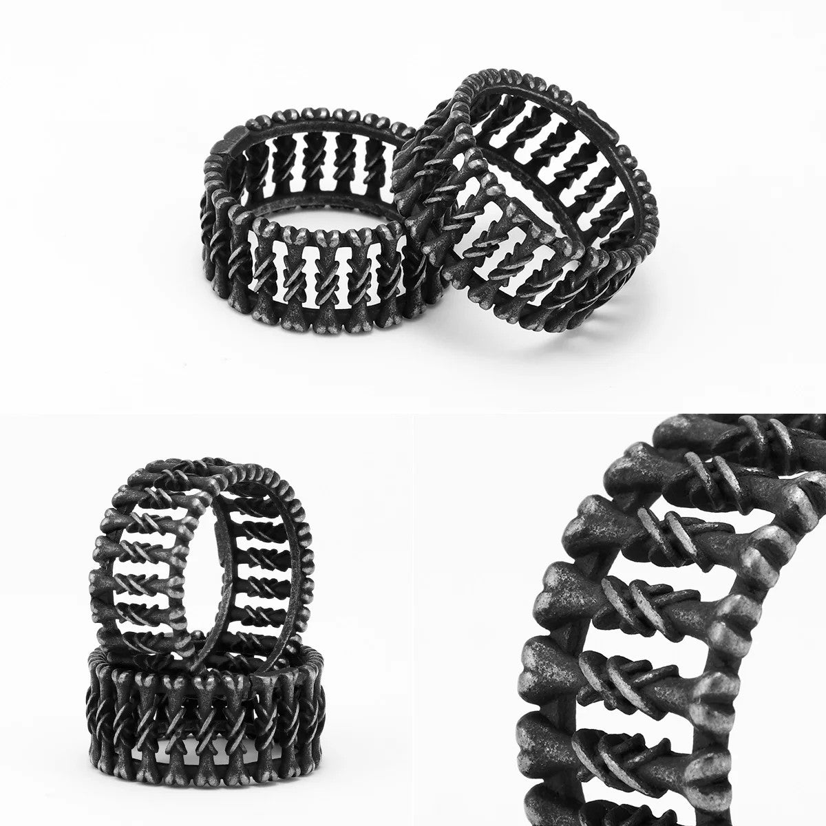 Bones | 316L No Fade Stainless Steel Retro Gothic Bone Yard Street Wear Rings